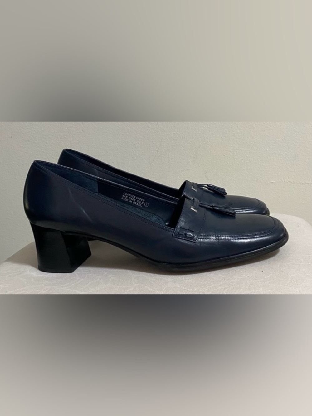 Etienne Aigner Navy Leather Tassel Loafers